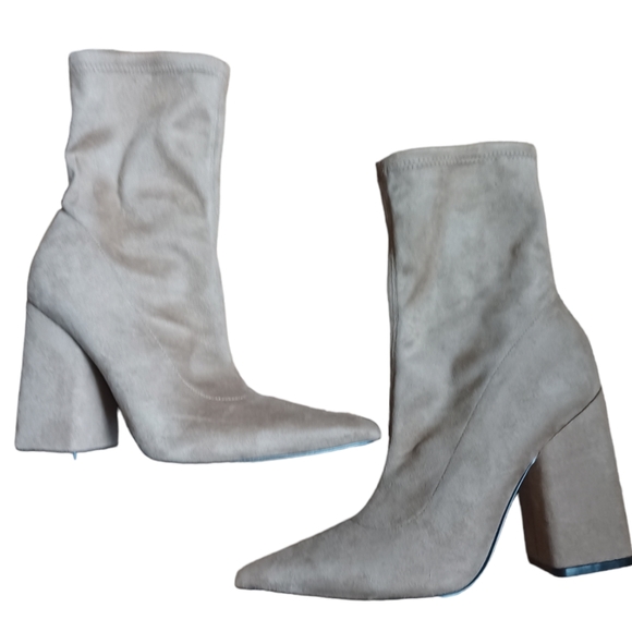 Mark Fisher Womens Tan Brown Suede Pointed Ankle Boots Cone Heel Size 7 - Picture 7 of 9